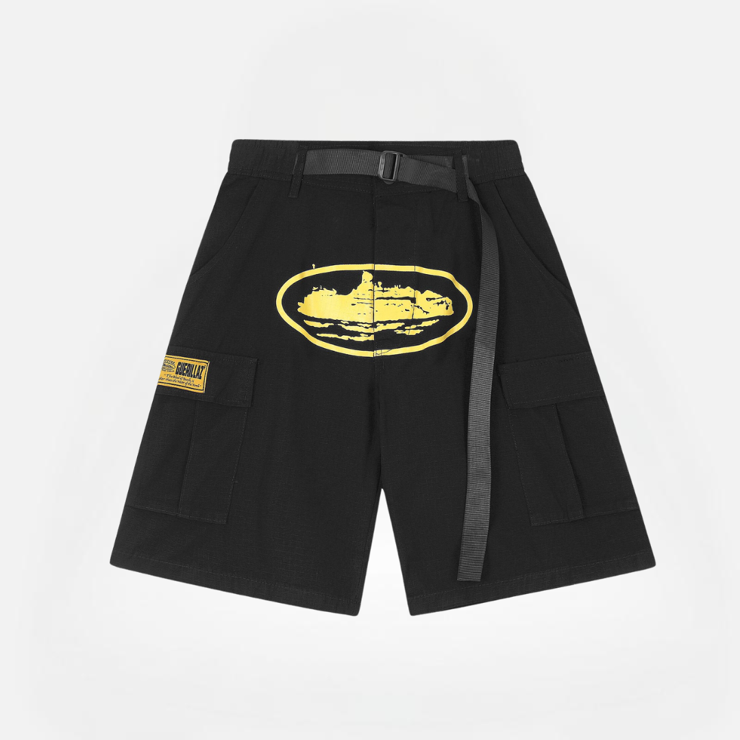SHORT CARGO CORTEIZ BLACK AND YELLOW