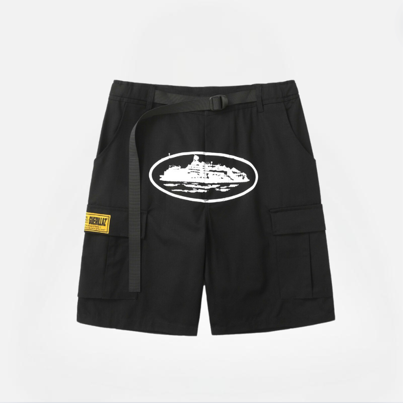 SHORT CARGO CORTEIZ BLACK AND WHITE